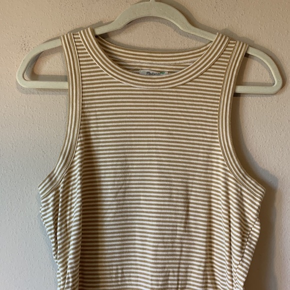 Madewell Brightside Striped Sleeveless Racerback Top Cotton Size XL Tan & White - Picture 6 of 11